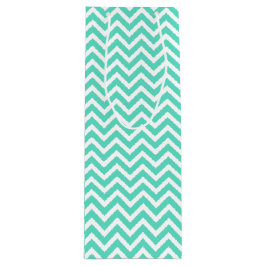 Chevron Zig Zag in Aqua Blue Wijn Cadeautas