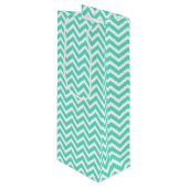 Chevron Zig Zag in Aqua Blue Wijn Cadeautas (Voorkant Gekanteld)