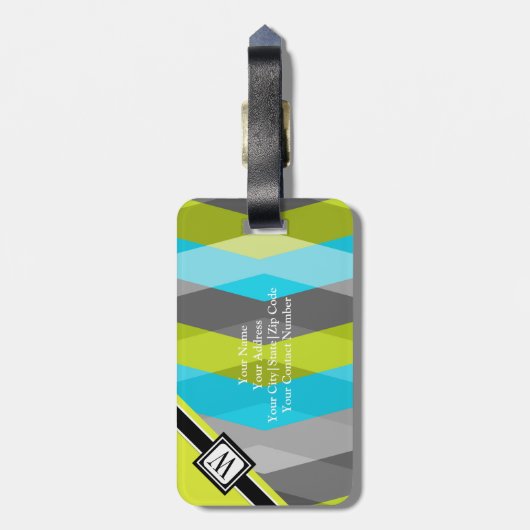 Chevron Zig Zag Monogram-Bagagelabel Bagagelabel (Achterkant verticaal)