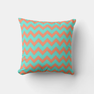 Chevron Zig Zag Pastel Mint Peach 90s Preppy Kussen