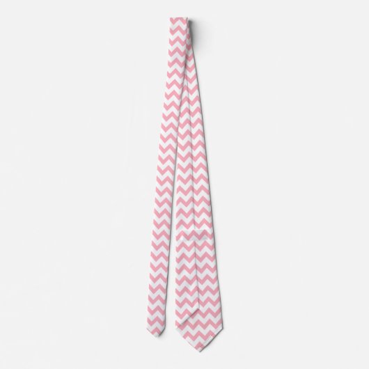 Chevron Zig Zag Patroon Chic Roze Wit Scandi Stropdas (Achterkant)
