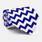 Chevron Zig Zag Pattern Blue White Chic Stropdas (Opgerold)