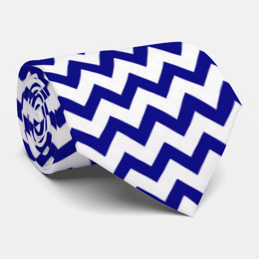 Chevron Zig Zag Pattern Blue White Chic Stropdas (Opgerold)