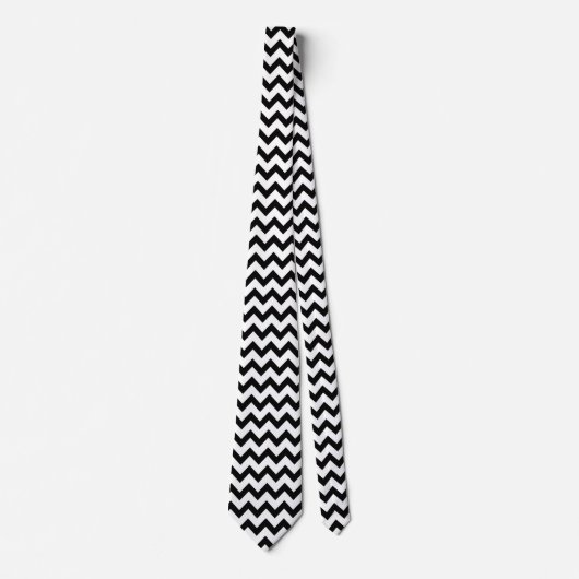 Chevron Zig Zag Pattern Chic Black Scandi Stropdas (Voorkant)