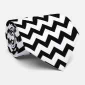 Chevron Zig Zag Pattern Chic Black Scandi Stropdas (Opgerold)