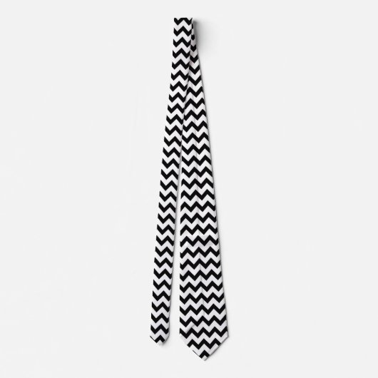 Chevron Zig Zag Pattern Chic Black Scandi Stropdas (Achterkant)