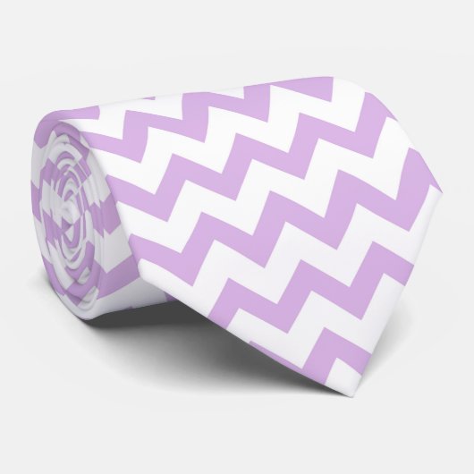Chevron Zig Zag Pattern Chic Lila White Scandi Stropdas (Opgerold)