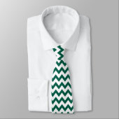 Chevron Zig Zag Pattern Dark Emerald Green White Stropdas (Gebonden)