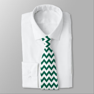 Chevron Zig Zag Pattern Dark Emerald Green White Stropdas