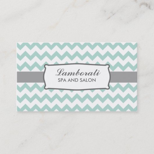 Chevron Zig Zag Pattern Elegant Green Groupon Visitekaartje (Voorkant)