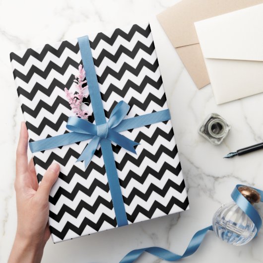 Chevron Zig Zag Pattern Pastel Black White Scandi Cadeaupapier (Geschenken)