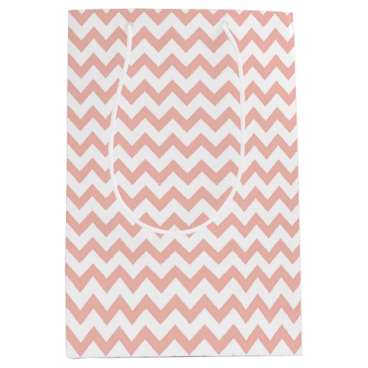 Chevron Zig Zag Pattern Sand Roos White Scandi Medium Cadeauzakje (Voorkant)