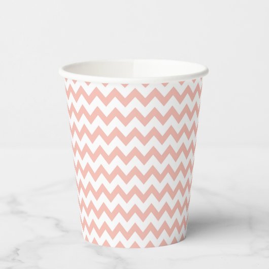 Chevron Zig Zag Pattern Sand Roos White Scandi Papieren Bekers (Links)
