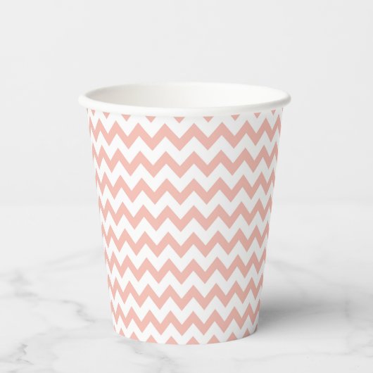 Chevron Zig Zag Pattern Sand Roos White Scandi Papieren Bekers (Voorkant)