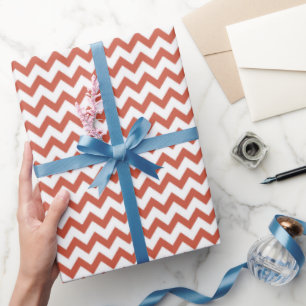 Chevron Zig Zag Pattern Terracotta White Scandi Cadeaupapier
