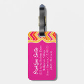 Chevron zig zag roze bagagelabel (Achterkant verticaal)