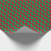 Chevron Zig Zag Ruby Red Green Kerstmis Cadeaupapier (Hoek)