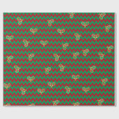 Chevron Zig Zag Ruby Red Green Kersttenis Cadeaupapier (Vlak)