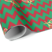 Chevron Zig Zag Ruby Red Green Kersttenis Cadeaupapier (Rol Hoek)