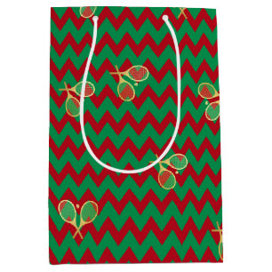 Chevron Zig Zag Ruby Red Green Kersttenis Medium Cadeauzakje