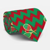 Chevron Zig Zag Ruby Red Green Kersttenis Stropdas (Opgerold)