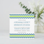 Chevron Zig-Zag Square Wedding Invitations Kaart (Staand voorkant)