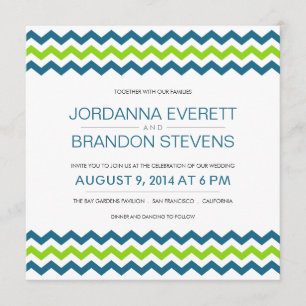 Chevron Zig-Zag Square Wedding Invitations Kaart