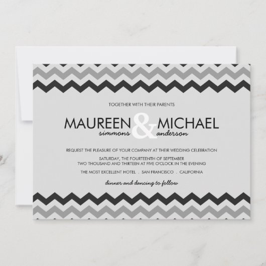 Chevron Zig Zag Wedding Invitations Kaart (Voorkant)