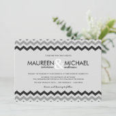 Chevron Zig Zag Wedding Invitations Kaart (Staand voorkant)