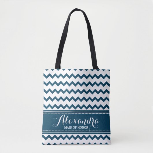 Chevron Zig Zag Wedding Party Tas (marine) (Voorkant)