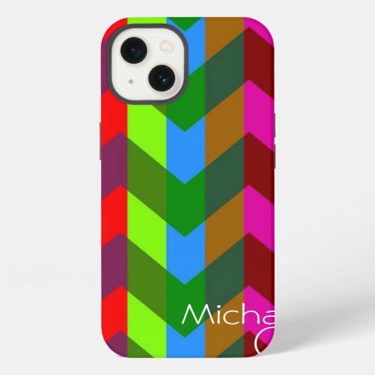Chevron Zigzag Aangepast Monogram 3 iPhone Hoesje (Achterkant)