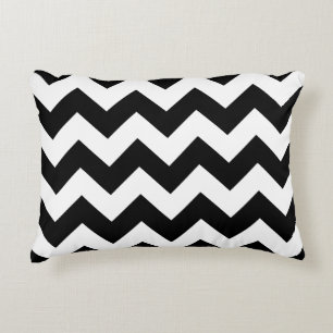 Chevron Zigzag Accent Pillow - Black and White Decoratief Kussen