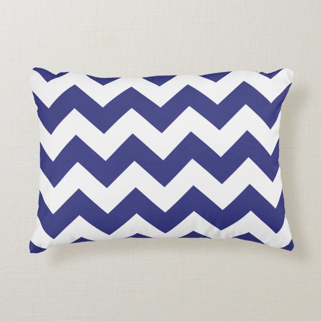 Chevron Zigzag Accent Pillow - Royal Blue Decoratief Kussen (Voorkant)