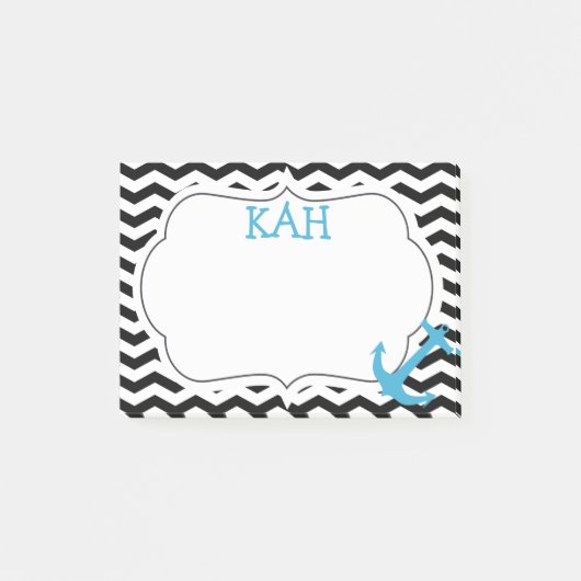 Chevron Zigzag Anchor Monogram Post-it Notes (Voorkant)