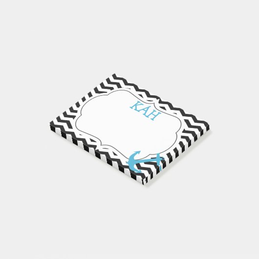 Chevron Zigzag Anchor Monogram Post-it Notes (Schuin)