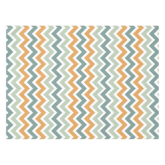 Chevron Zigzag Blauwgroen Groen Mint Oranje Tafelkleed (Voorkant (Horizontaal))
