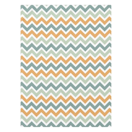 Chevron Zigzag Blauwgroen Groen Mint Oranje Tafelkleed (Voorkant)