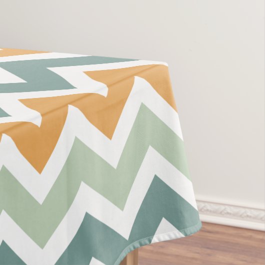 Chevron Zigzag Blauwgroen Groen Mint Oranje Tafelkleed (Voorbeeld)