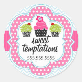 Chevron Zigzag Cupcake Bakery Box Seals Ronde Sticker