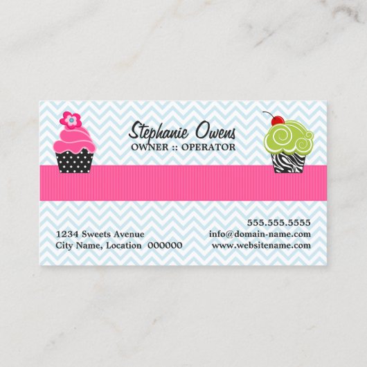 Chevron Zigzag Cupcake Bakery Visitekaartje (Achterkant)