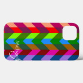 Chevron Zigzag Custom Monogram 3 Case-Mate iPhone Case (Achterkant (horizontaal))