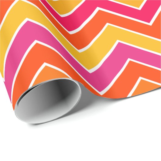 Chevron zigzag dagelijks roze gele patroon cadeaupapier (Rol Hoek)