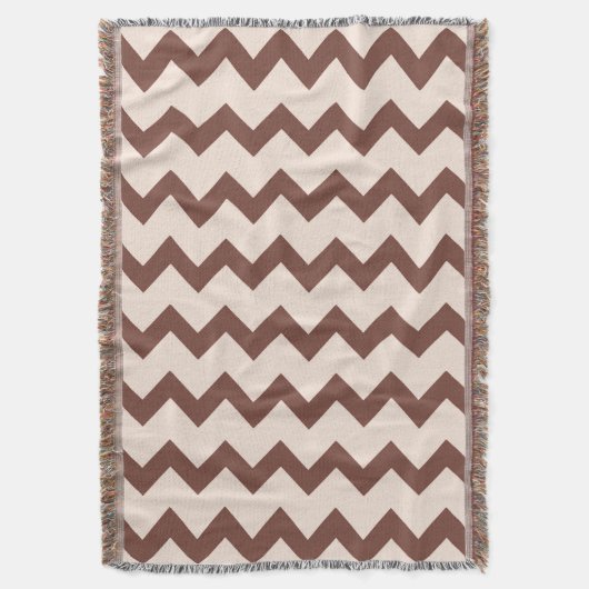 Chevron zigzag design natuurbruin roze deken (Voorkant Verticaal)