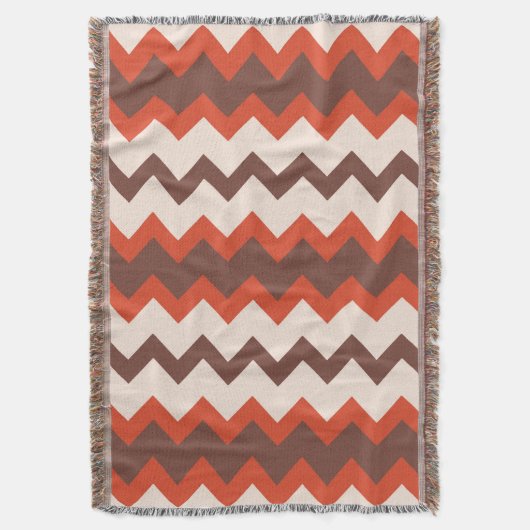 Chevron zigzag design natuurlijk rood roze bruin deken (Voorkant Verticaal)