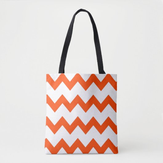 Chevron zigzag design oranje wit tote bag (Voorkant)