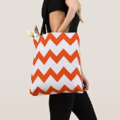 Chevron zigzag design oranje wit tote bag (Dichtbij)