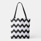 Chevron zigzag design zwart wit tote bag (Achterkant)