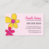 Chevron Zigzag Floral Doodle Lijst Roze Visitekaartje (Achterkant)