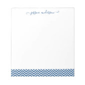 Chevron Zigzag Girly Script Chic Classic Navy Blue Notitieblok (Voorkant)