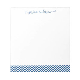 Chevron Zigzag Girly Script Chic Classic Navy Blue Notitieblok
